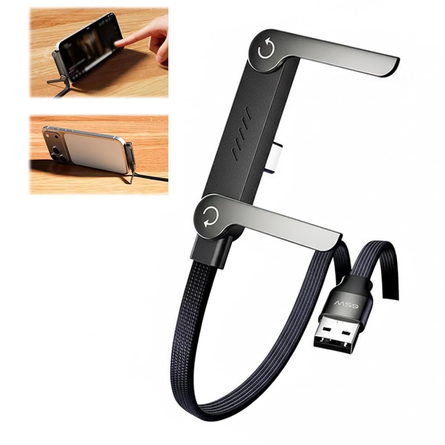 Cable USB-C avec support téléphone